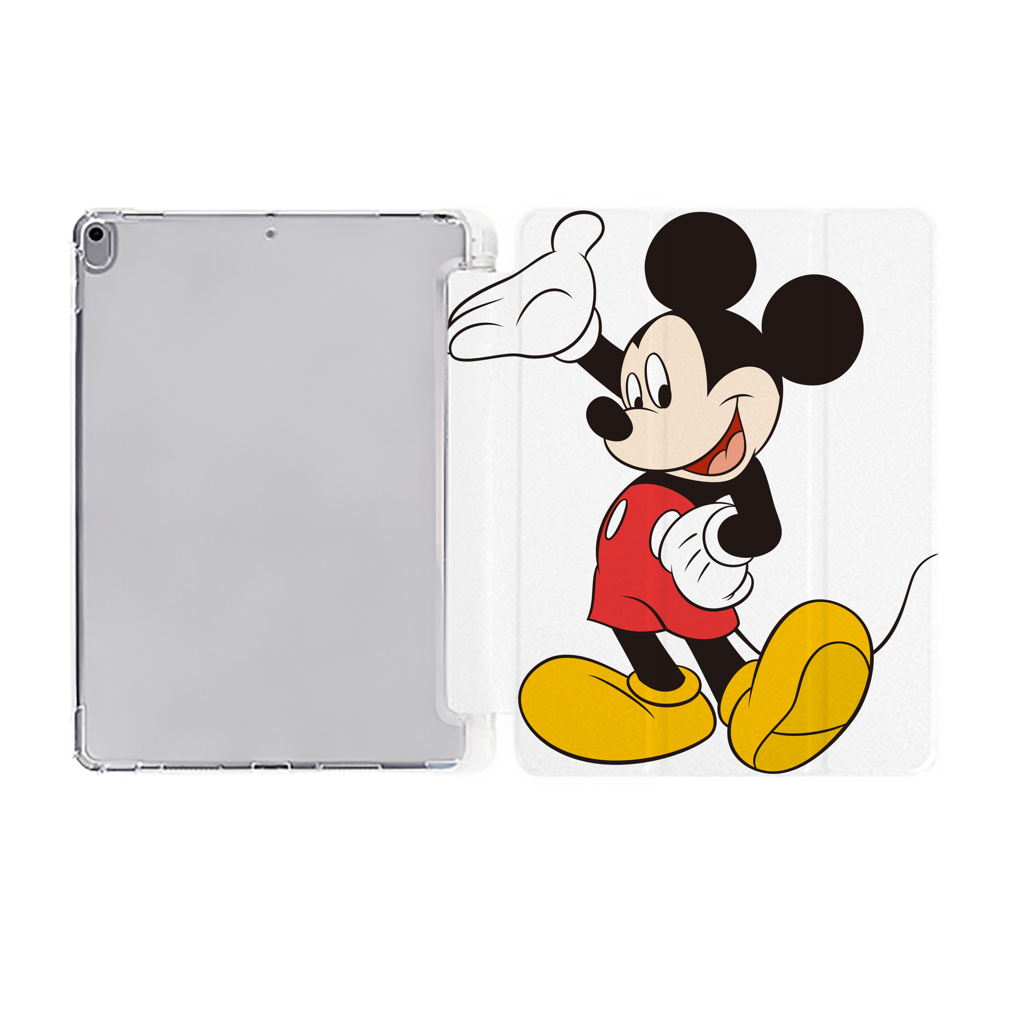 （画像用） ミッキーマウス Mickey Mouse IPad ケース ペン収納付き 三つ折りスタンド PUレザー×シリコン 対応機種9.5/10.5/10.9インチ